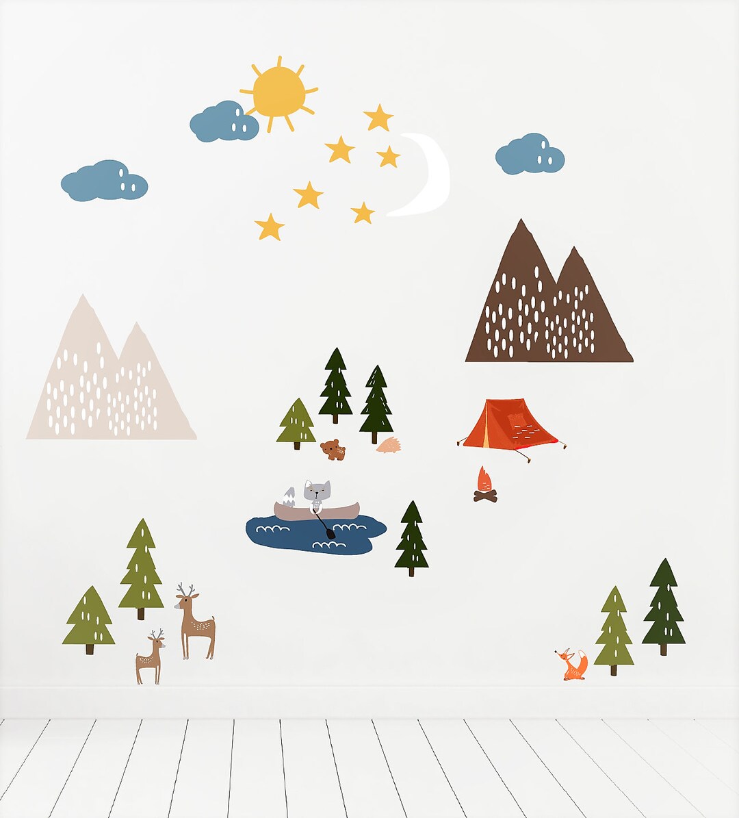 Camping Peel and Stick Wall Decals, Camping Adventure Wall Decals