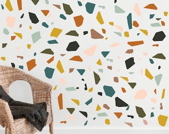 Abstract Terrazzo Wall Decals, Peel and Stick, 50+ Colors, Vinyl or Fabric