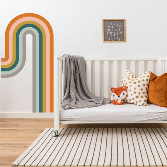 RoomMates Retro-Wandaufkleber Set – 40 Bunte Regenbogen-Aufkleber, Abziehbar & Wiederverwendbar | Für Mietwohnungen & Kinderzimmer
