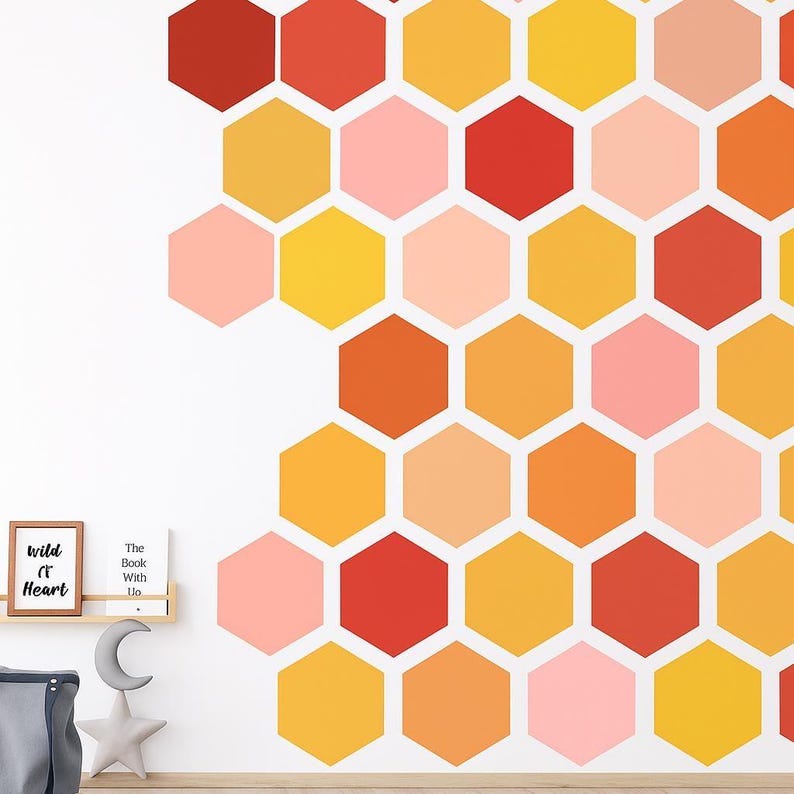 Kids Room Decals, Hexagon Shape Repositionable Wall Stickers • 50 ...