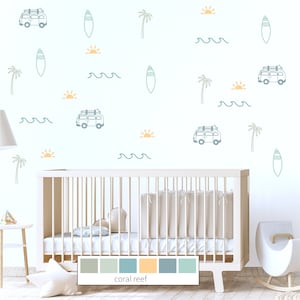 Ocean Surf Decals / Ocean Wall Stickers / Wave Wall Decal / Modern Nursery Decals / Removable Vinyl Decals / Beach Kids Room
