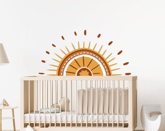 Fabric Wall Decal - Half Sun Wall Decal - Boho Sun - Sunshine Decor - Kid's Room Decor - Boho Nursery