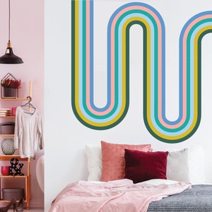 Wall Decal - Classic Retro Stripes - Stripes seamlessly connect - Custom Stripe Wall Decals - Large - Pink and Blue Stripes
