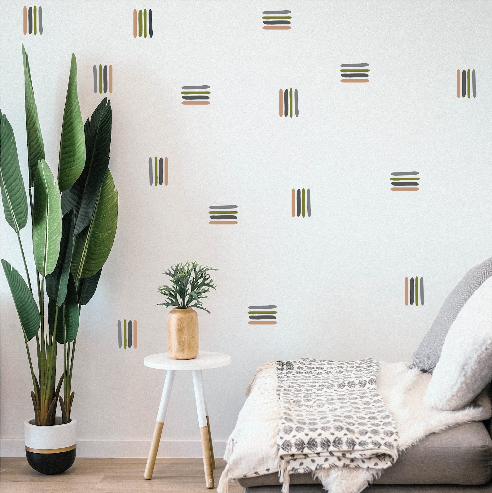 Line Wall Decals Minimalist Stripe Wall Stickers Colorful Etsy