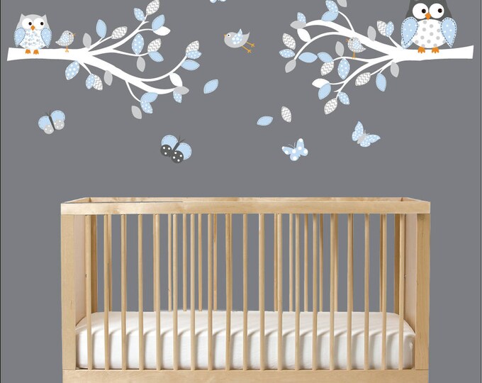 Vinyl Wall Decal Nursery Wall Decal Vinyl Wall Decal Blue Chevron