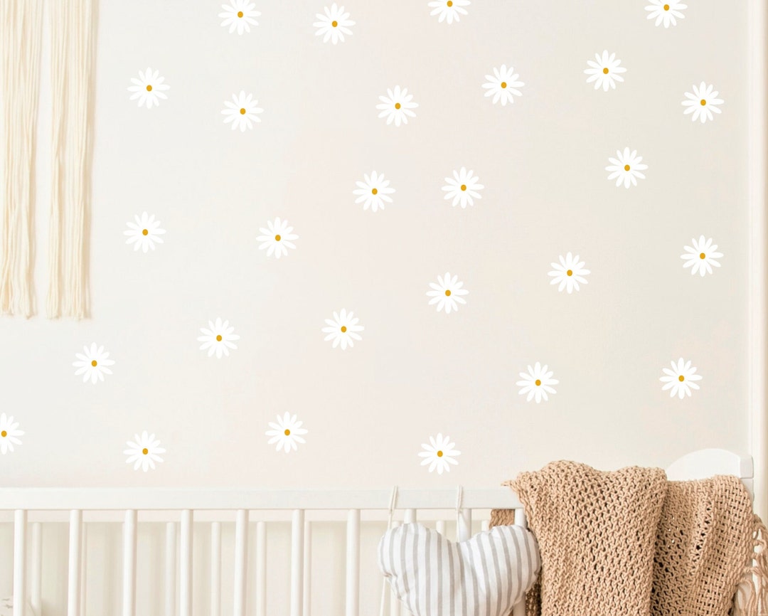 Daisy Wall Decals - Boho Nursery Decor, Kids Room Wall Art - Removable ...