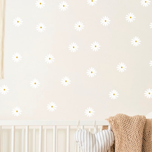 Daisy Wall Decals Flower Wall Stickers Daisies Wall Etsy