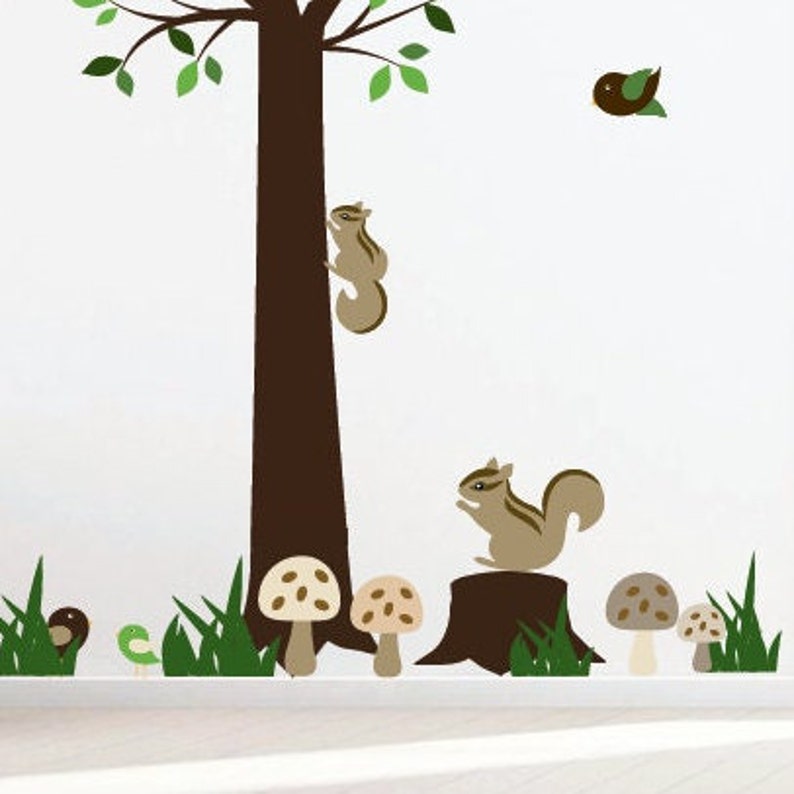 Wall Decal Green Forest Tree Wall Mural Kid Room Decor Etsy