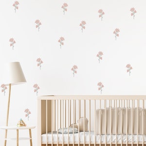 Flowers Wall Decals -Colorful Floral Wall Stickers - Peel and Stick - Flower Wall Decor- Pink Girls Room