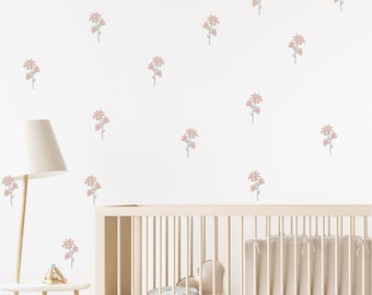 Nursery Wall Decals, Floral Wall Decals – Colorful Peel and Stick Flower Stickers, Set of 40