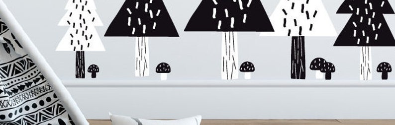 wall mural white nursery decor nature wall decals black and white pine tree decals Pine tree wall decal baby nursery decor