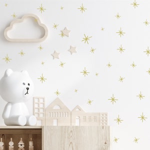 Star Dot Wall Decal Retro starburst wall stickers, Solid colored Atomic Starburst Wall Decals, Kids Bedroom Decor