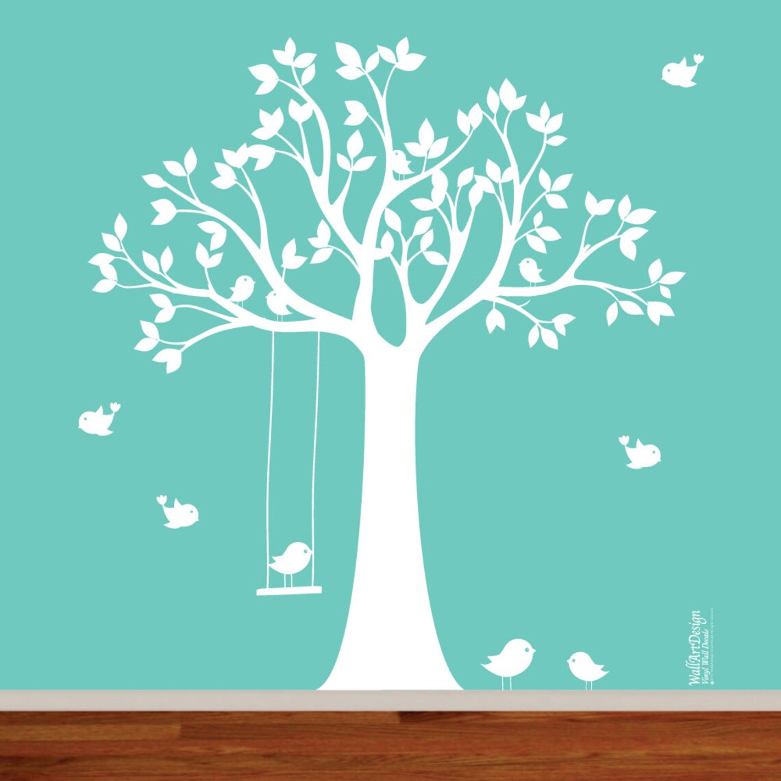 Vinyl Wall Decal Vinyl Wall Decal Stickers Bird White Tree Set Etsy