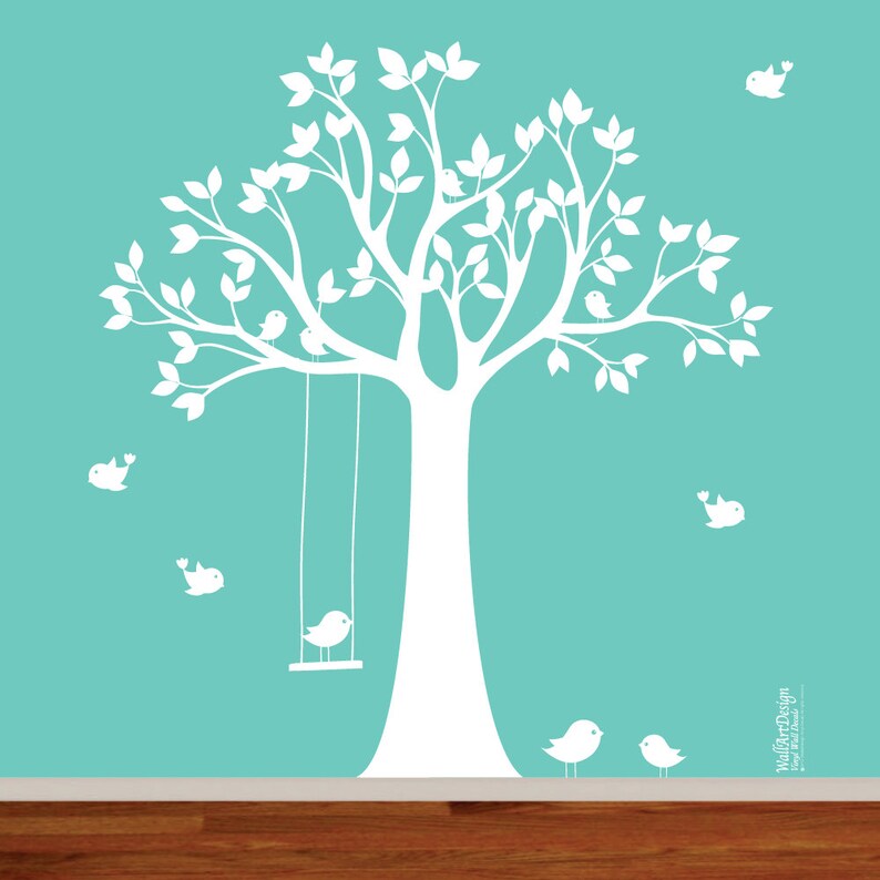 Vinyl Wall Decal Vinyl Wall Decal Stickers Bird White Tree Set Etsy