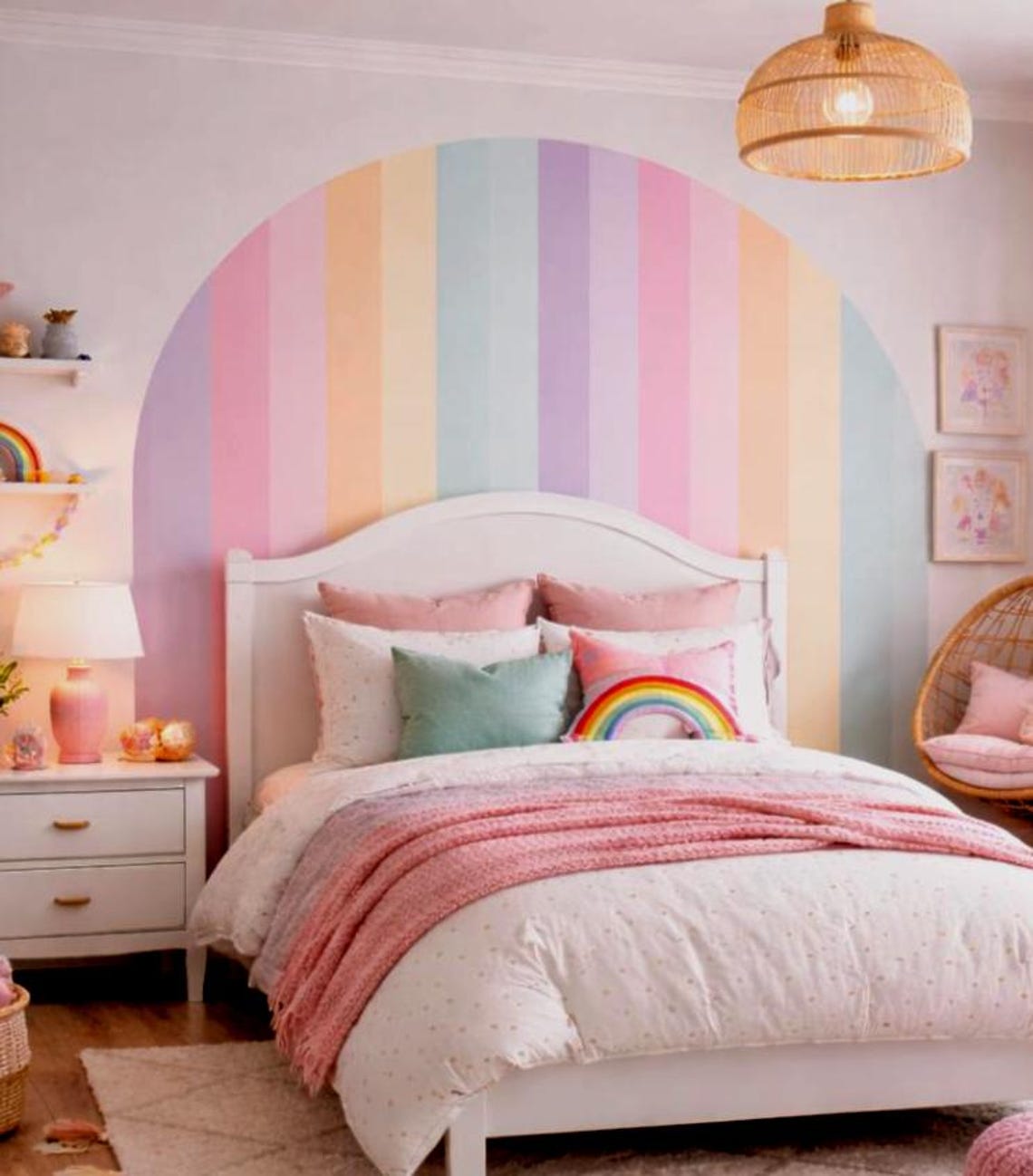 Pastel Rainbow Stripe Arch Wall Decal | Girls Room Decor | Peel & Stick ...