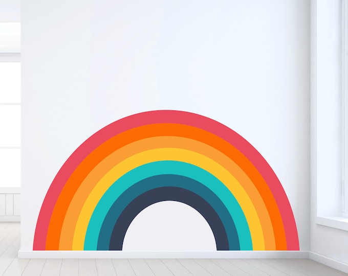 Retro Colored Large Rainbow Wall Decal Etsy