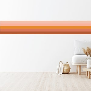 Adesivo da parete - Adesivo da parete a strisce retrò - Adesivi da parete a strisce - Altezza 15" - Diverse opzioni di lunghezza e colore - Arredamento retrò - Sala giochi - Palestra