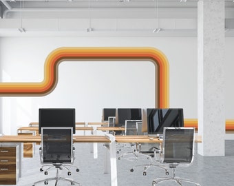 Large Retro Stripe Decal for Gyms, Offices, and Spacious Homes - Customize with your Brand Colors- Browns Oranges Gold Yellow