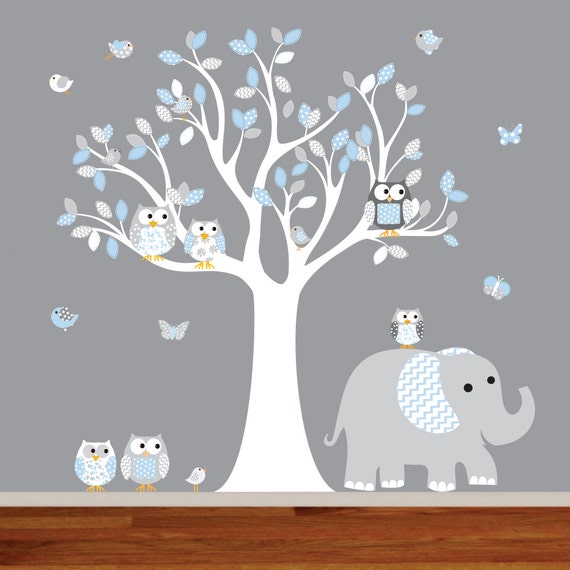Wall Decor Stickers Grey Elephant Nursery - Elephant Wall Decals For Nursery