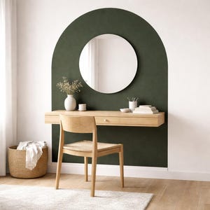 Vinilo decorativo de pared con diseño de arco bohemio, adhesivo de cabecero de vinilo mate removible. Dark Green