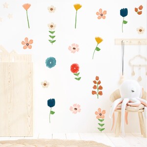 Flowers Fabric Wall Stickers - Removable & Reusable - Peel and Stick - Flower Wall Decor