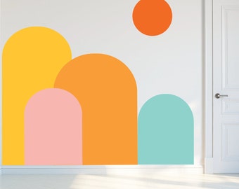 Colorful Arch Wall Decals Peel and Stick Textured Fabric Matte Vinyl with Transfer Tape, Easy to Apply Nursery, Office, Kids Room