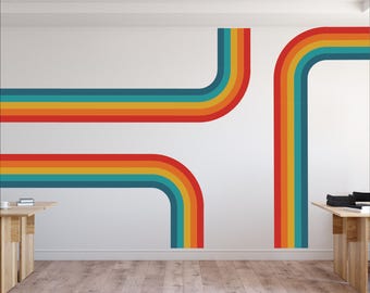 Retro Rainbow Stripes Wall Decal