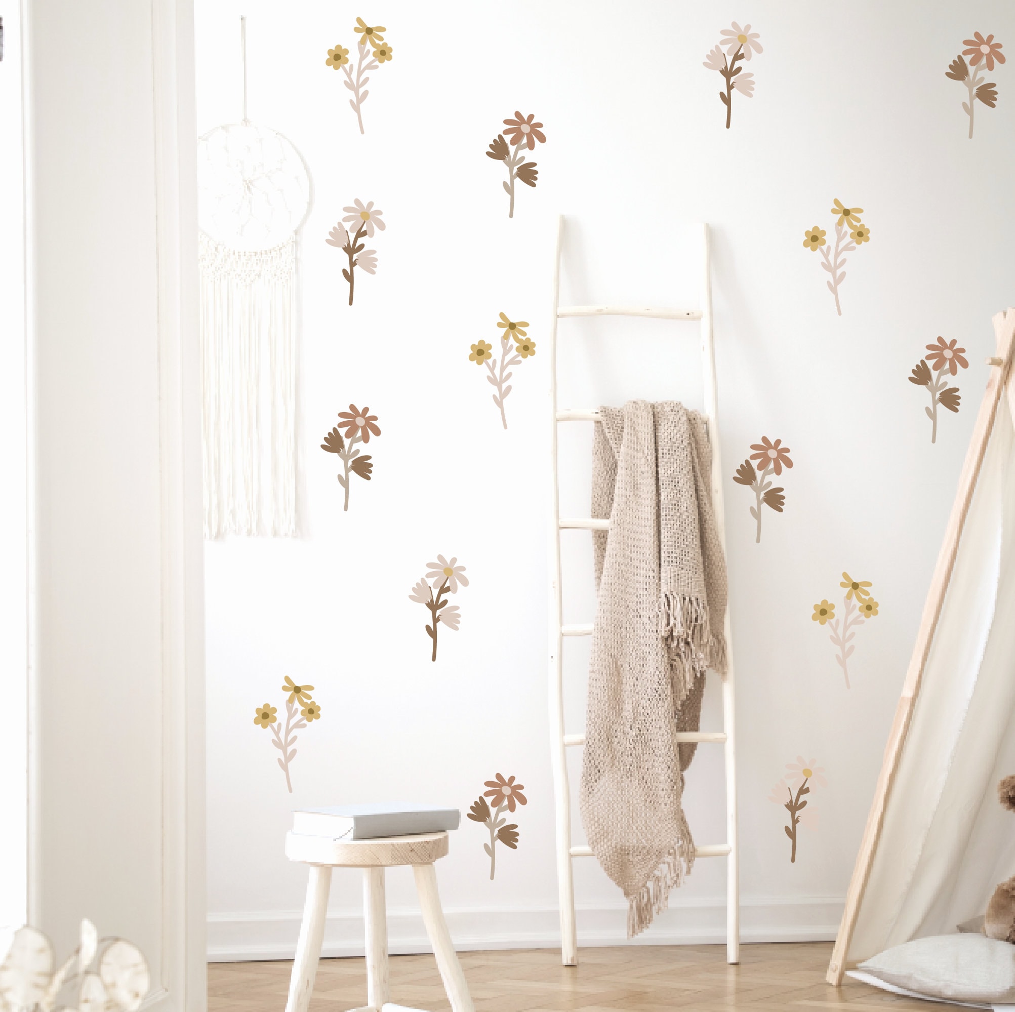 an.loom インク Boho Clay Tulip Wall Decals – Fabric Flower Stickers, Removable