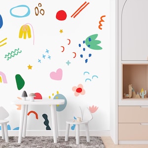Colorful Abstract Wall Decals – Modern Removable Fabric Wall Art for Kids, Playrooms, or Nurseries