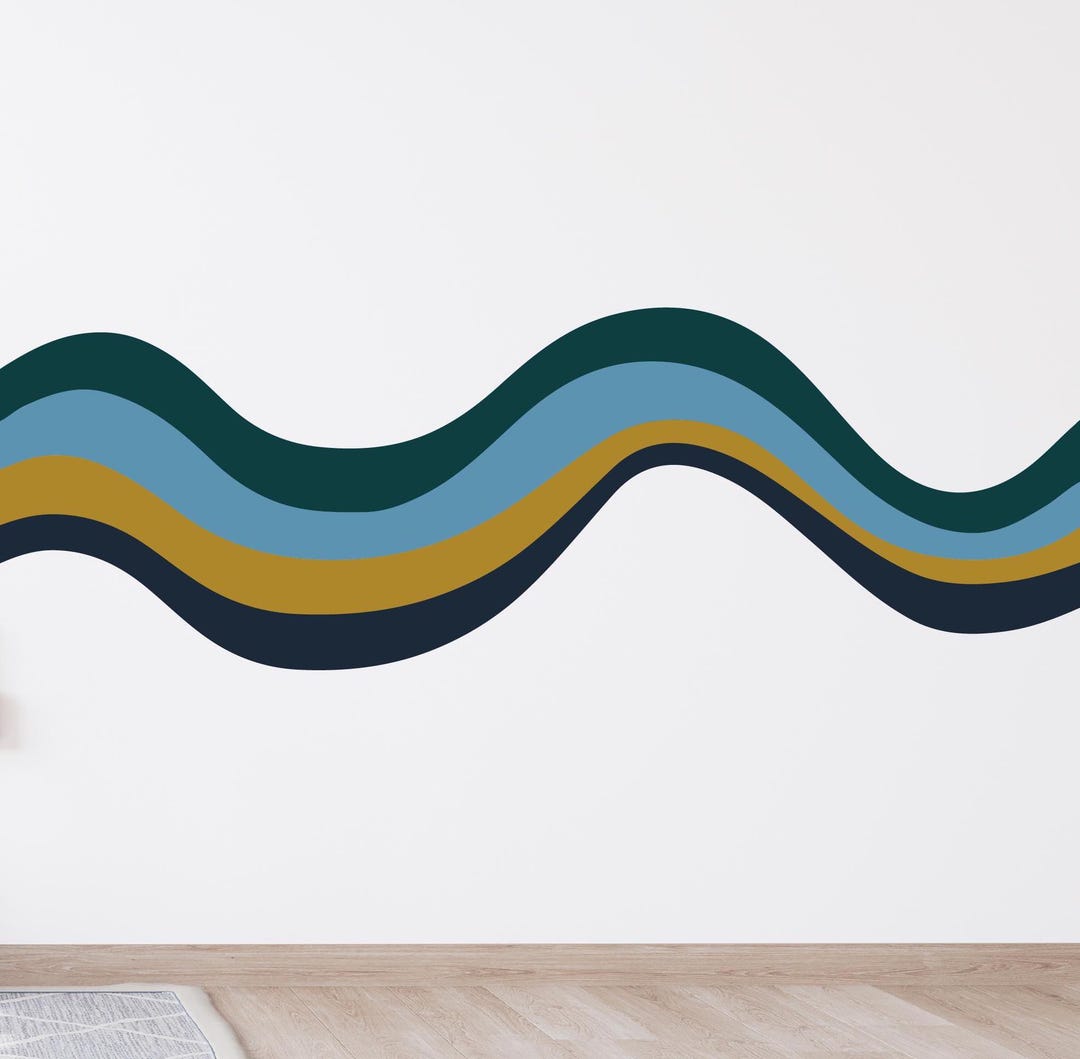 Retro Wavy Stripe Wall Decal: Peel and Stick Removable Decor - Etsy