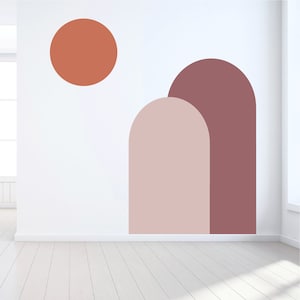 Arch Wall Sticker / Color block Arch Decals / Arch Color Decal / Boho Arch Wall Decals / Mid Century Circle Shape Wall Decals