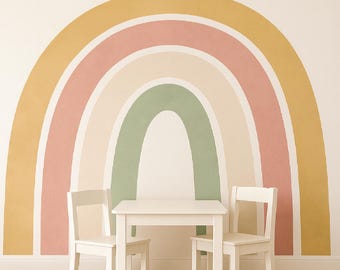 Retro Rainbow Arch Wall Decal, Muted Nursery Decor, Peel-and-Stick Vinyl