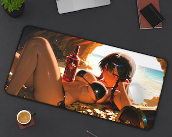 Alfombrilla de escritorio Pirate's Cove - Tesoro, bikini, monedas, océano, anime, chica sexy 32x16 Alfombrilla de ratón para juegos