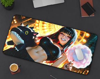 Alfombrilla de escritorio de Anime Vampire Girl - 81 x 40 cm / 56 x 30 cm - Base de goma antideslizante premium, impermeable, ergonómica, gótica, de carnaval, de peluche, adorable