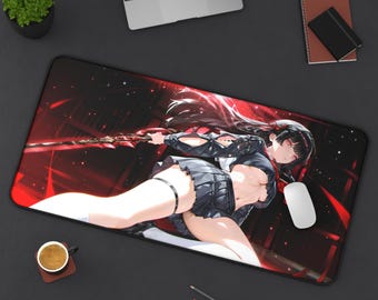 Alfombrilla de escritorio Chisa Olas Borrascosas - 81 x 40 cm / 56 x 30 cm - Base de goma antideslizante premium, impermeable, ergonómica, alfombrilla para ratón para juegos, chica anime gótica