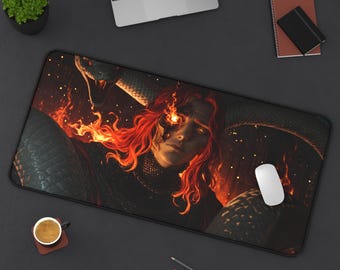 Alfombrilla de escritorio Messmer el Empalador - Soulsborne, Fuego, Fantasía Oscura, Anime, Alfombrilla de ratón para juegos de 32x16