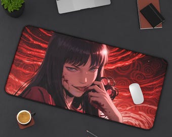 Alfombrilla de escritorio estilo Tomie Junji Ito - Terror, Anime, Manga, Arte japonés, Alfombrilla para ratón de juegos de 32x16