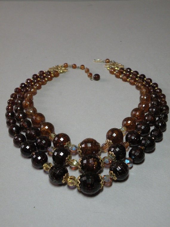 Vintage Amber Glitter Necklace - image 8