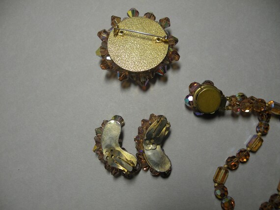 Vintage Crystal Amber Jewelry Set - image 7