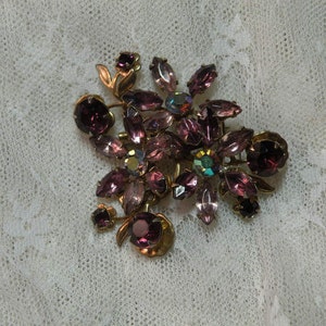 Vintage Amethyst Flower Brooch