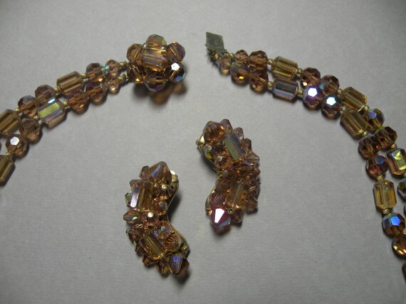 Vintage Crystal Amber Jewelry Set - image 4