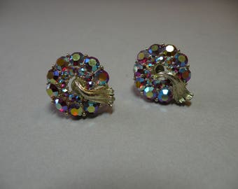 Vintage Lisner Ruby Rhinestone Earrings