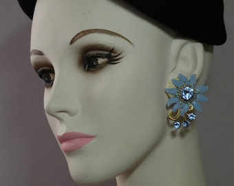 Sapphire Crystal Flower Earrings