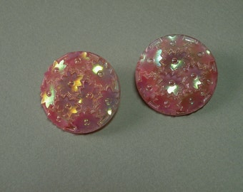 Vintage Pink Iris Glass Earrings