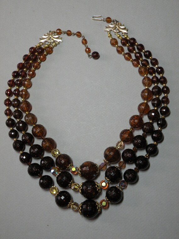 Vintage Amber Glitter Necklace - image 5