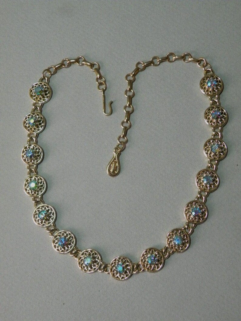 Vintage Coro Aqua Rhinestone Necklace - Etsy