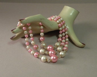 Vintage Pink Bead Necklace