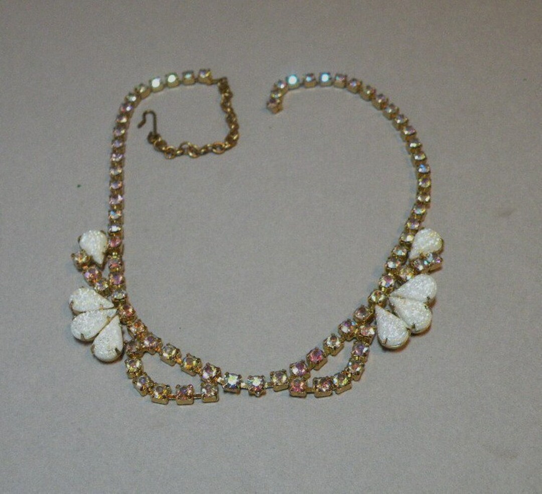 Vintage Frosted Drop Necklace - Etsy