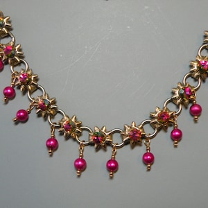 Fuchsia Crystal & Bead Necklace