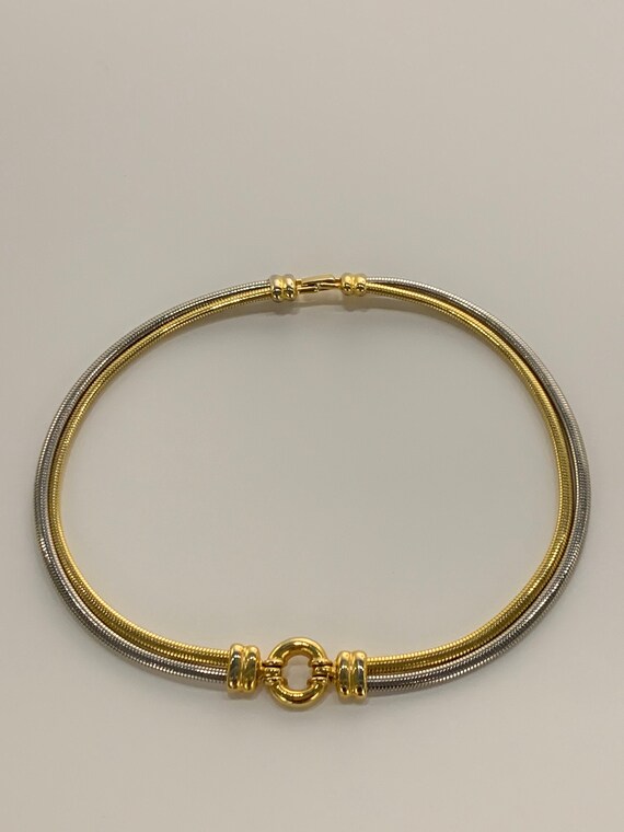 Vintage Goldtone Choker Necklace Horsebit Link and